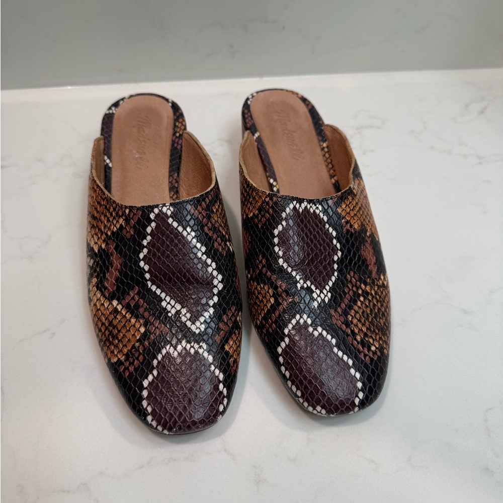 Madewell Brown Snakeskin Mules
